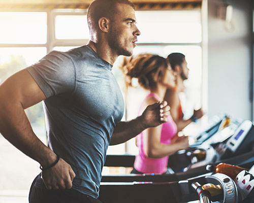 Man running on treadmill